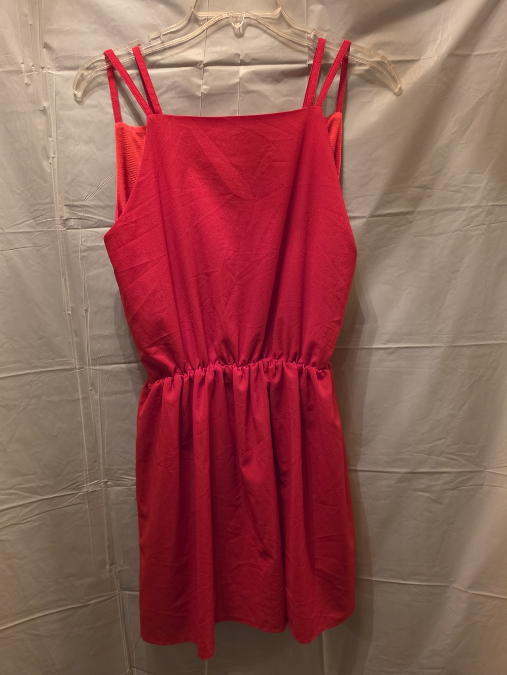 Vero Moda XXL Hot Pink Red Mini Dress Double Spaghetti Straps